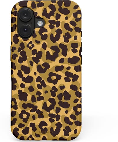 Casetastic hoesje geschikt voor Apple iPhone 16 - MagSafe - Dubbellaagse bescherming - Jungle Panter - Fashion Case - Zwart Crème Beige