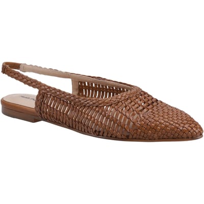 Hush Puppies Dalia Woven Leren Dames Tan Platte Schoenen