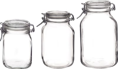 Rocco Bormioli - Weckpot set - Fido - 1 L, 2 L & 3 L - Glas - Weckpotten - 3 stuks
