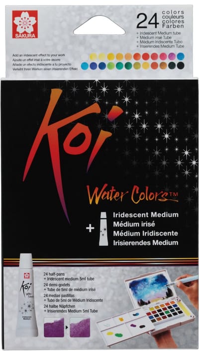 Sakura Koi Water Colors Set 24 halve napjes + Iriserend Medium Tube