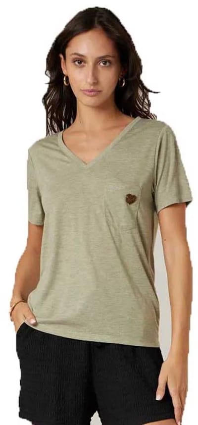 Deeluxe Kellie T-shirt Met Korte Mouwen En V-hals Groen S Vrouw