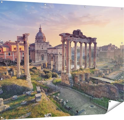 Gards Tuinposter Romeins Architectuur in Rome, Itali� - 150x120 cm - Tuindoek - Tuindecoratie - Wanddecoratie buiten - Tuinschilderij