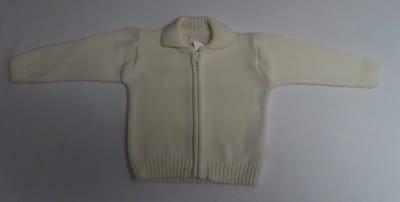 Gilet - Unie - Ecru - Gebreid - Met Rits - 1 jaar 80