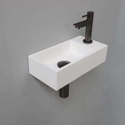 Fonteinset INK Versus 36x18x9 cm Polystone Mat Wit Met Kraangat Rechts Metal Black