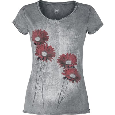 Outer Vision T-shirt - Gerbera Magic Day - S tot 4XL - voor Vrouwen - grijs