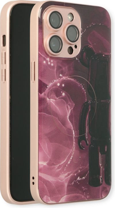 Casemania Hoesje Geschikt voor Apple iPhone 14 Pro Max - Rood - Siliconen Marmer Back Cover - Geschikt voor MagSafe