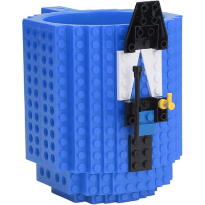 Tasse à café Build On Brick Sans BPA Tasse Nouveauté Bricolage Amusante avec Blocs de Construction pour Enfants Amusant Bleu bleu