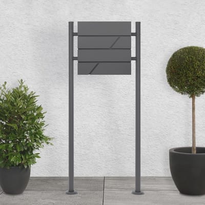 Stand brievenbus met krantenvak | Elegante brievenbus voor buiten | Hoogwaardige brievenbusstandaard zwart | 120 cm hoog