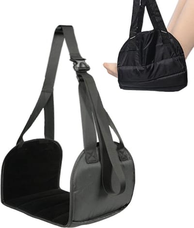Vliegtuig Voetsteun - Reis Hangmat Beensteun - Comfortabel Reizen - Verstelbare Riemlengte - 174 cm - Zwart