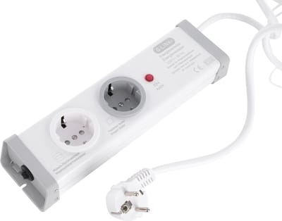 Q-Link stekkerdoos - 2-voudig - randaarde - was/droog - 3 x 1.5 mm� - 1.5 m - wit/grijs