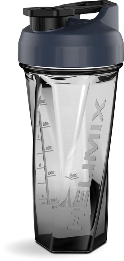 HELIMIX Shake Beker - 828 ML Wheyshaker - Fitness Sport Shake Smoothie Beker Fles Bidon - ZONDER Bal- Kleur Midnight- Doorzichtig