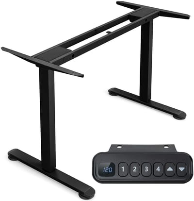 COSTWAY Tafelframe met twee motoren, staand lessenaarframe, in hoogte verstelbaar, ergonomisch bureauframe met anti-botsingsbescherming, tafelframe voor thuis en op kantoor (zwart)