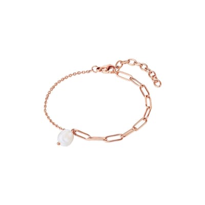 Valero Pearls Damesarmband Roestvrij staal zoet water Parel One Size Roségoud 32018608
