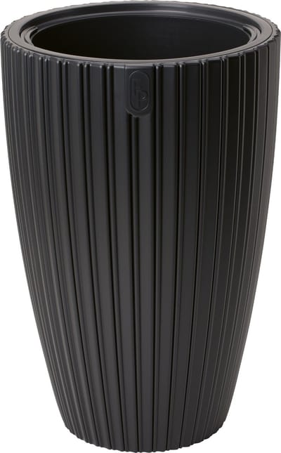 Form Plastic Plantenpot/bloempot Mika - kunststof - zwart - D30 x H48 cm - met binnenpot - rond