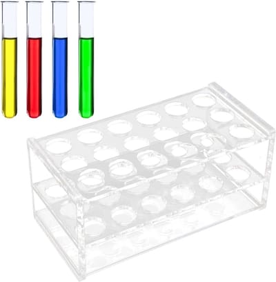 Acryl Testbuisrek met 18 Holes voor Laboratorium en Klaslokaal, Geschikt voor 17 mm Testbuizen en 10 ml en 15 ml Inhoud