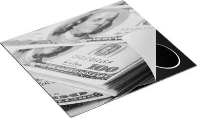Chefcare Inductie Beschermer Dollar Geld Briefjes - Zwart Wit - 60x50 cm - Afdekplaat Inductie - Kookplaat Beschermer - Inductie Mat