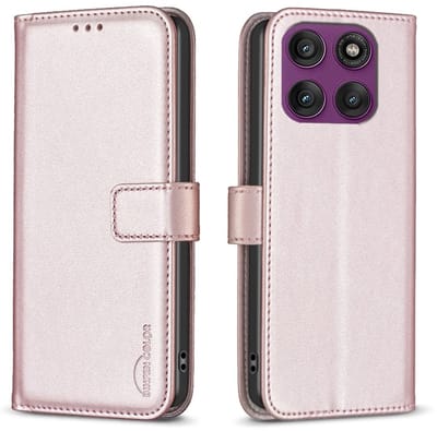 BINFEN Hoesje - Geschikt voor Motorola Edge 60 Pro Hoesje - BINFEN Color Book Case - Rose Gold