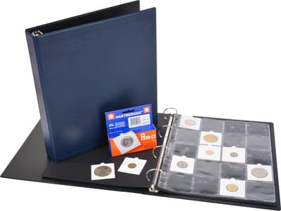 Hartberger Tempo Muntenalbum voor 60 munten INCL. munthouders – BLAUW – aanbieding – het verzamelalbum muntalbum geschikt voor muntjes penningen medailles verzamelmap - made in Holland