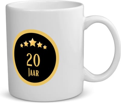 Akyol - 20 jaar Mok met opdruk - hoera 20 jaar - iemand die 20 jaar is geworden of 20 jaar lang een relatie hebben of getrouwd zijn - verjaardagscadeau - verjaardag - cadeau - kado - geschenk - gift - relatie - trouwdag - jubileum - 350 ML inhoud