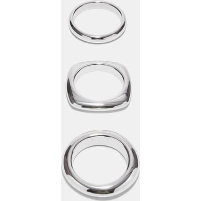 Stradivarius Set van 3 stevige armbanden  Grijs OS