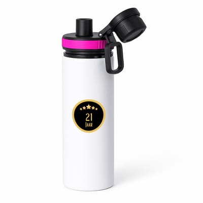 Hacebo® - 21 jaar waterfles met draaidop roze - iemand die 21 jaar is geworden of 21 jaar lang een relatie hebben of getrouwd zijn - verjaardagscadeau - verjaardag - cadeau - kado - geschenk - gift - relatie - water fles - 850ML