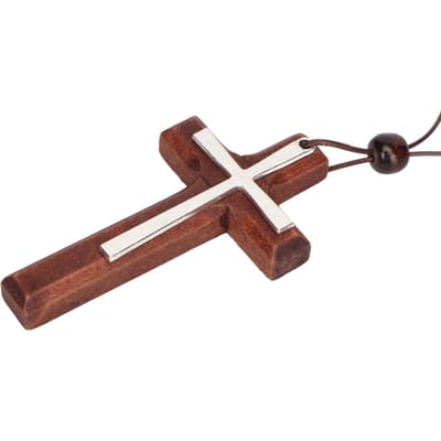 Pendentif Crucifix Style Simple Collier Décoratif Décor de Rétroviseur pour Hommes Femmes brown