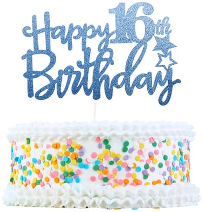 Dailygoods- Taarttopper Voedselveilig - Taartdecoratie Set - Taartversiering - 16e Verjaardag - Duurzaam - Afmeting 15 x 10,5 cm