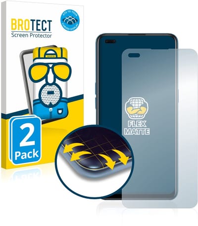 BROTECT - Screenprotector voor Oppo Reno 4 5G - Folie Beschermfolie matte volledig dekking 2 Stuks