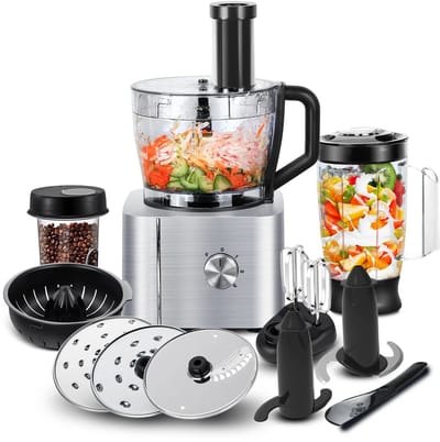 LUMÉ STORE 11-in-1 Keukenmachine – Keukenmixer– 3 Snelheden – Blender - Foodprocessor – Groentesnijder - 1100 W - ABS – Zwart