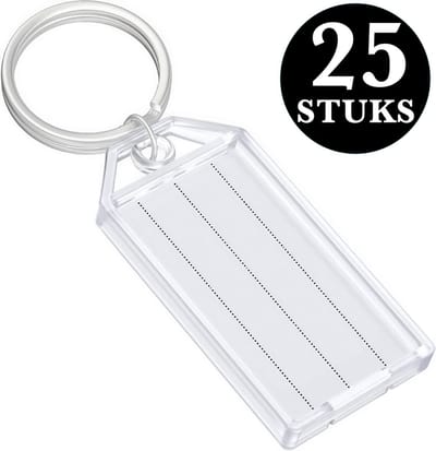25 Stuks Openklapbaar Sleutellabels met Sleutelringen 30mm & Naamkaartjes - Wit - Sleutelhangers Tags voor Volwassenen - Sleutelring - Sleutels Onderscheider - Labels met Ring - Keychain Sleutelhouder Sleutelrekje - Bagagelabel - Key Sleutelclip