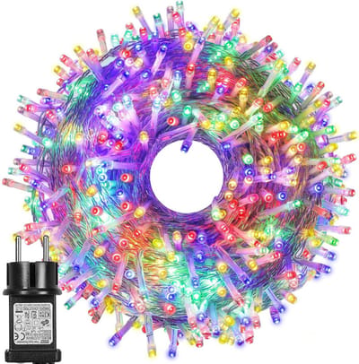 MUPOO Multicolor Kerstverlichting Buiten - 100 m 800 LED's - 8 modi - IP44 Waterdicht - met Timer en Geheugenfunctie - Ideaal voor Binnen en Buiten - Perfect voor Kerstdecoratie - Kerstversiering