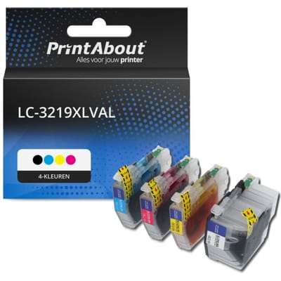 PrintAbout huismerk Inktcartridge LC-3219XLVAL 4-kleuren Multipack Hoge capaciteit Geschikt voor Brother