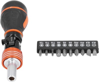 Ratelschroevendraaier Set - Precisie Schroevendraaier - Klus Klussen - 180 Graden Draaibaar - 10 Delig - Oranje
