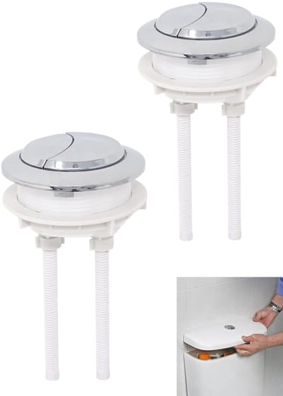2 toiletknoppen, ronde dubbele druk spoelknop, toiletreservoirknop, te gebruiken voor toilet,spoelklep voor hurktoilet(58mm, wit)