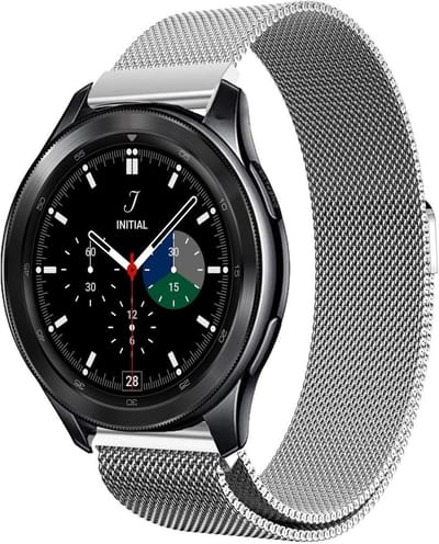 Bandje geschikt voor Samsung Watch 4 Classic 46 mm - Zilver Milanese Band