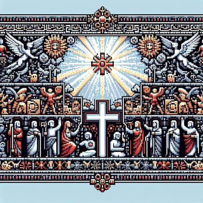 Pixel art relief schilderij | Reliëf pixelkunst: een levendige weergave van de digitale wereld | Kunst - 100x100 centimeter op Canvas | Foto op Canvas