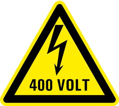 Sticker elektriciteit waarschuwing 400 volt 300 mm
