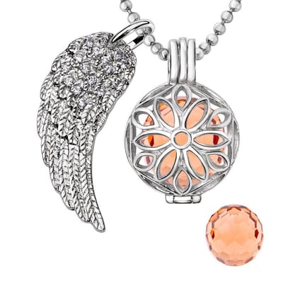Engelenroeper 18mm Bolhouder met Ketting 90cm en Bolletje - Dames - Zilverkleurig Bloem - EBS18105