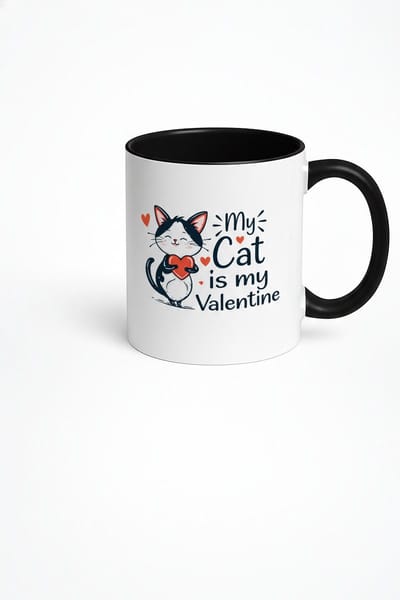 Valentijn Mok 'My Cat is My Valentine' - Lieve Kat Met Hart Print - Uniek Cadeau Kattenliefhebber