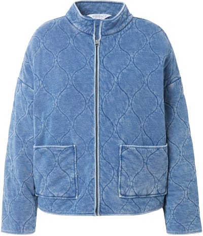 Studio Untold - Dames - Gewatteerde jas oversized vintage washed opstaande kraag - Blauw denim - Maat 42+