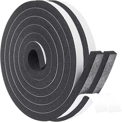 2 zelfklevende afdichtingstape van schuimrubber, 12 mm breed x 10 mm dik, 4 m lengte, effectieve schuimrubberen afdichting voor deuren, ramen en geluidsisolatie