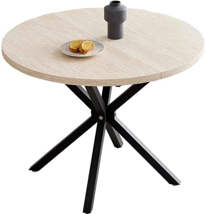 CORE Ronde Eetkamertafel - Moderne minimalistische ronde eetkamertafel - 4 personen - Zwarte poten - Donker hout - 100x76.5cm