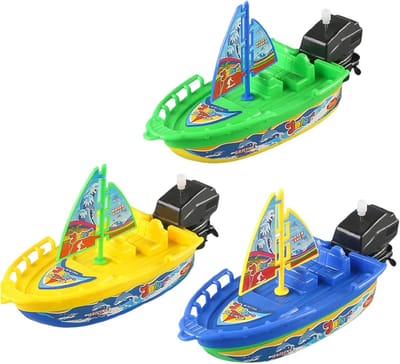 Generisch Opwindboot badspeelgoed set kinderen waterspeelgoed uurwerk motorboot snelboot leuk educatief speelgoed (C, één maat)