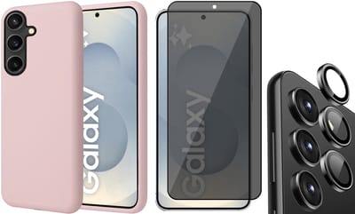 Hoesje geschikt voor Samsung Galaxy S25 - Privacy Screenprotector Volledig Dekkend Glas & Camera Protector - Mat Back Case Roze