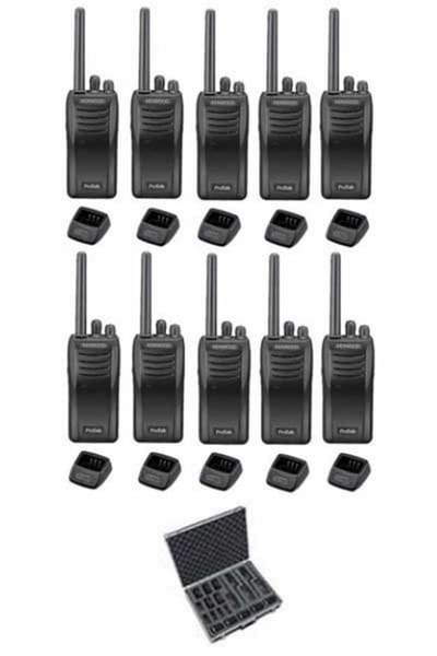 Set van 10 stuks Kenwood TK-3501 PMR446 met tafelladers en koffer