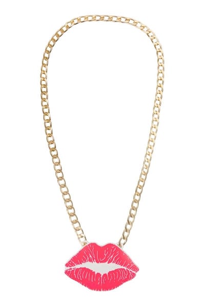 Gouden ketting met Roze lippen - foute party