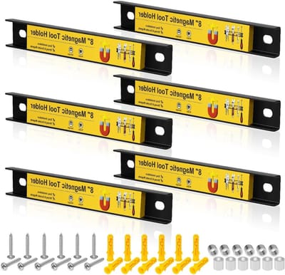 Magnetische Gereedschap Houder Strip - 6 Stuks, 8 Inch, Zware Kwaliteit, Wandmontage voor Sleutels, Schroevendraaiers en Gereedschap Organizer