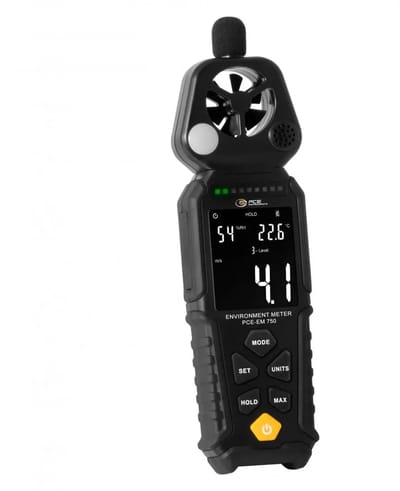 PCE-EM 750 PRO 6-in-1 Milieumeter – Decibel, Lux, Luchtstroom, Temperatuur & Luchtvochtigheid