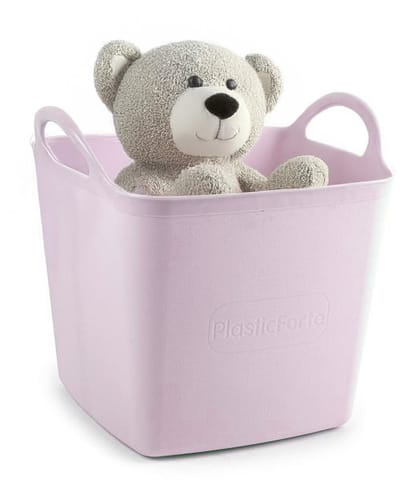 Plasticforte kunststof Kuip / emmer / wasmand - flexibel - oudroze - 27 liter - vierkant - met hengsels - 36 x 34 x 37 cm