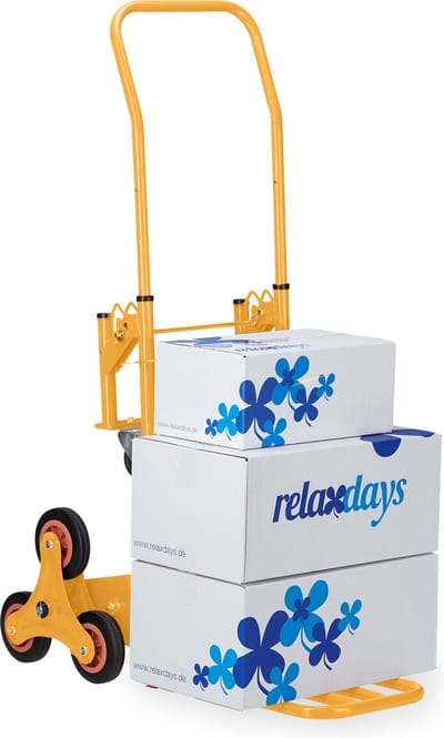 steekwagen traploper - inklapbaar - 50/150 kg - 6-wielig - rubberen banden - verstelbaar - geel